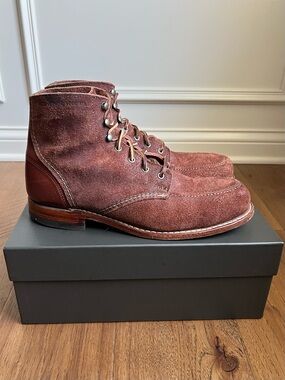 Wolverine 1000 Mile Men's Brown Suede Moc Toe Brown Chestnut Maroon